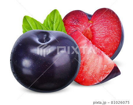 Plum isolated on white background. 81026075