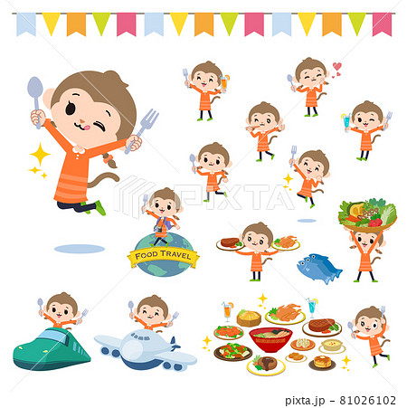 食のイベントに関するさるの女の子のセット 81026102