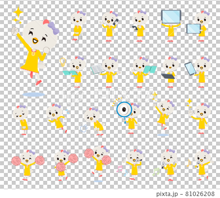 A set of bird girls with digital devices such as smartphones A set of bird girls with digital devices such as smartphones 81026208