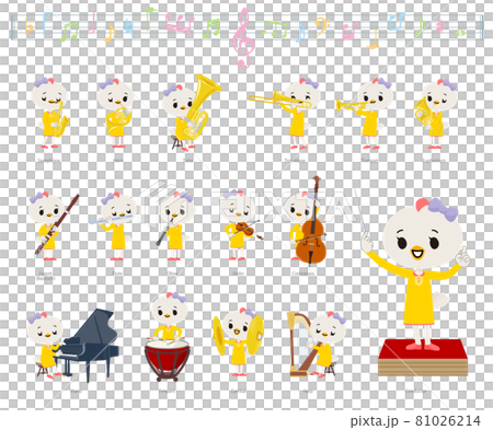 クラシック音楽演奏に関するトリの女の子のセット 81026214