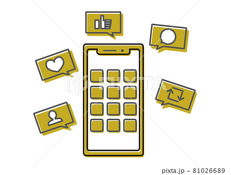 スマートフォン　SNSの反応イメージ 81026689