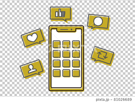 スマートフォン　SNSの反応イメージ 81026689