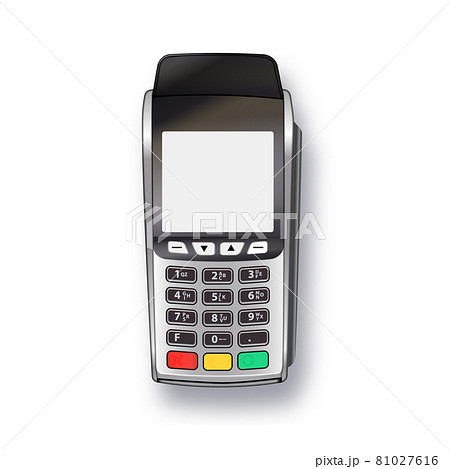 Payment machine. terminal Bank payment terminal design template, Mockup. Vector Realistic Silver isolated on white background Payment machine. terminal Bank payment terminal design template, Mockup. Vector Realistic Silver isolated on white background 81027616