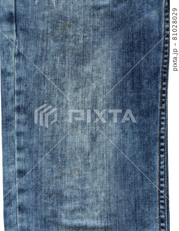 Seam blue denim cotton jeans fabric texture background 81028029