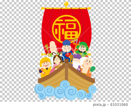 Vector illustration of the cute Seven Lucky Gods Vector illustration of the cute Seven Lucky Gods 81031068