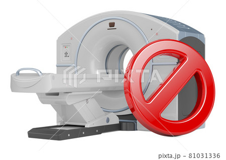 Prohibition Symbol With Mri Ct Or Pet Scanner のイラスト素材