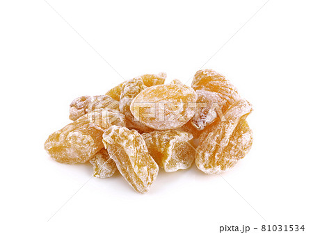 Dried ginger candied isolated on white background 81031534