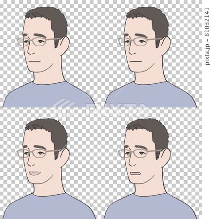 困り顔で表情集ボウズ（めがね） 81032141