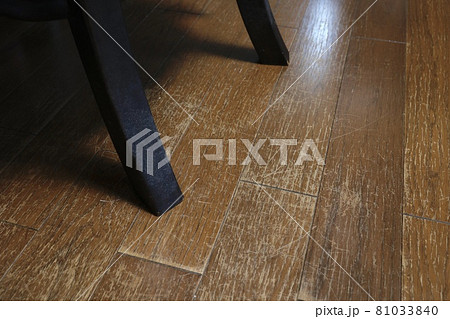 椅子の足によって傷ついたフローリング 椅子の足によって傷ついたフローリング 81033840