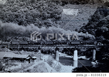 （鉄道風景）1971年8月 伯備線D51三重連 蒸気機関車  81036319