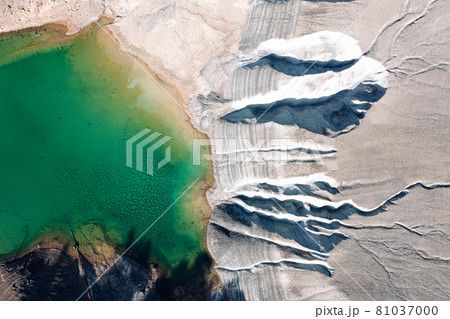 Overhead view of artificial Almirolivado Lake at Amiantos mines. Limassol District, Cyprus Overhead view of artificial Almirolivado Lake at Amiantos mines. Limassol District, Cyprus 81037000