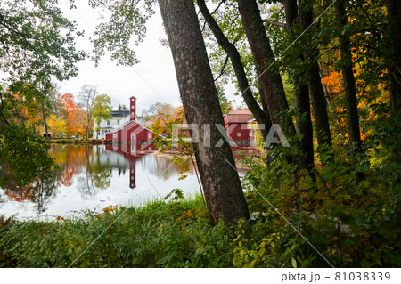 The red wooden building at the former plant Stromfors, Ruotsinpyhtaa, Finland 81038339