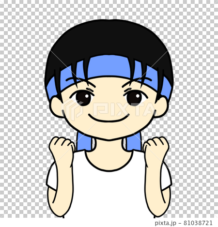 青色のはちまきの男の子のイラスト素材