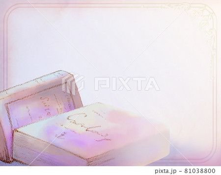 アンティークな本のフレーム 背景 壁紙 紫 のイラスト素材