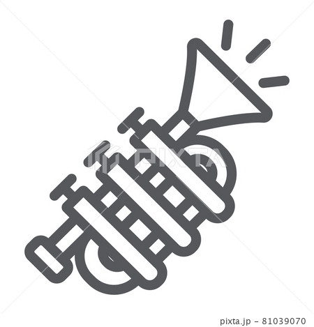 Tuba line icon, music and instrument, trumpet sign, vector graphics, a linear pattern on a white background. Tuba line icon, music and instrument, trumpet sign, vector graphics, a linear pattern on a white background. 81039070