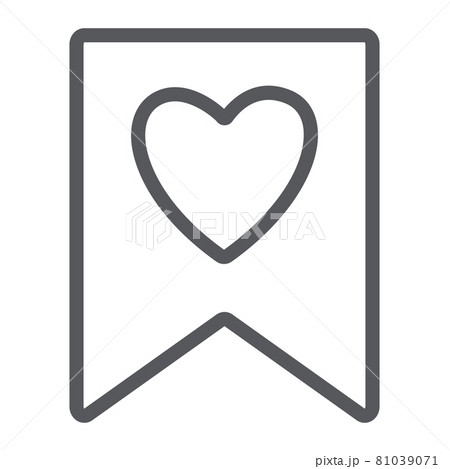 Favourite line icon, mark and favorite, bookmark with heart sign, vector graphics, a linear pattern on a white background. Favourite line icon, mark and favorite, bookmark with heart sign, vector graphics, a linear pattern on a white background. 81039071