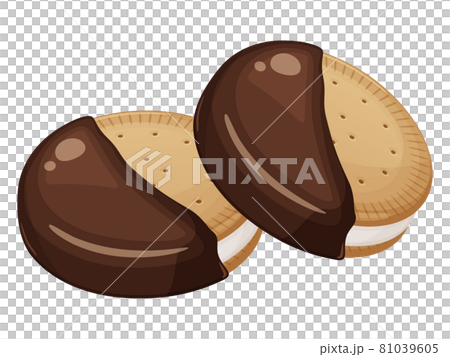 Illustration of biscuits sandwiched with marshmallows_chocolate 81039605