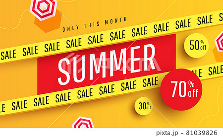 Summer sale banner template design vector illustration for seasonal offer, promotion, advertising. 81039826
