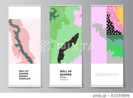 Vector layout of roll up mockup design templates for vertical flyers, flags design templates, banner stands, advertising. Japanese pattern template. Landscape background decoration in Asian style. Vector layout of roll up mockup design templates for vertical flyers, flags design templates, banner stands, advertising. Japanese pattern template. Landscape background decoration in Asian style. 81039896