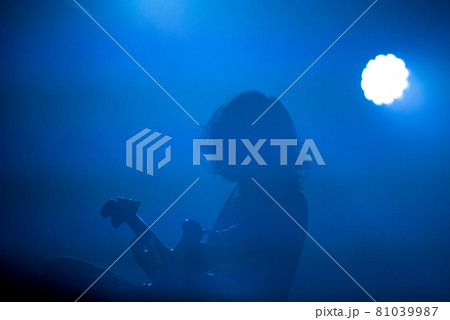 Silhouette of a guitarist on the stage Silhouette of a guitarist on the stage 81039987