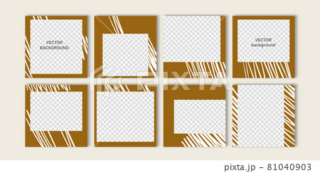 Trendy vector set for social media, social network stories and post, mobile apps, banners design, web ads. Template geometric transparanted background with copy space. Editable frame, mockup 81040903