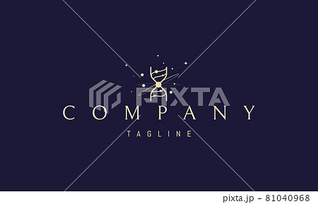 Vector golden logo on which an abstract image of the DNA spiral in space. Vector golden logo on which an abstract image of the DNA spiral in space. 81040968