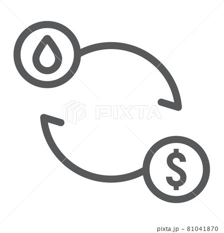 Oil exchange line icon, fuel and cost, oil price sign, vector graphics, a linear pattern on a white background. 81041870