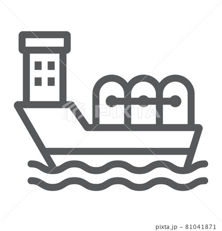 Oil tanker line icon, industrial and boat, oil ship sign, vector graphics, a linear pattern on a white background. 81041871