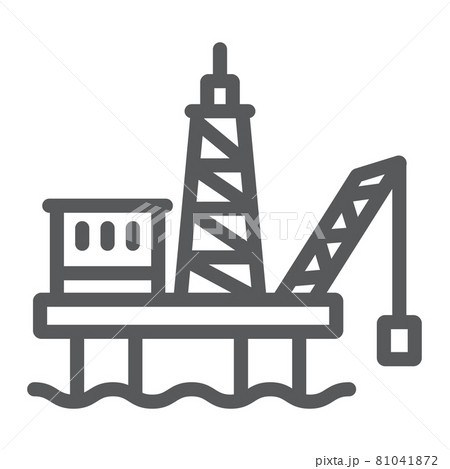 Oil platform line icon, industrial and derrick, oil rig sign, vector graphics, a linear pattern on a white background. 81041872