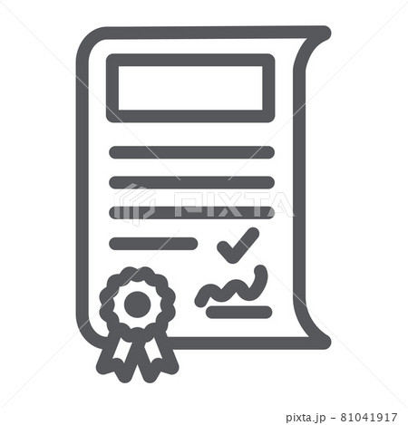 School sertificate line icon, achievement and award, diploma sign, vector graphics, a linear pattern on a white background. 81041917