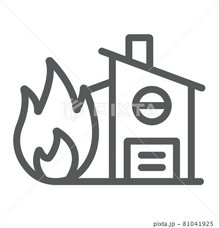 Fire insurance line icon, protection and house, home on fire sign, vector graphics, a linear pattern on a white background. Fire insurance line icon, protection and house, home on fire sign, vector graphics, a linear pattern on a white background. 81041925