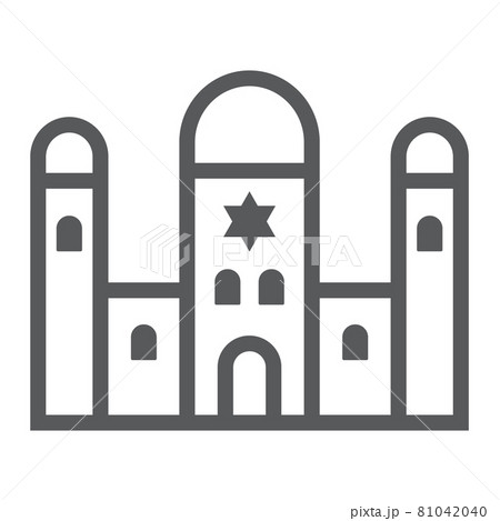 Synagogue line icon, religion and architecture, jewish church sign, vector graphics, a linear pattern on a white background. 81042040