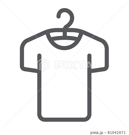 Clothes on hanger line icon, fashion and clothing, tshirt on hanger sign, vector graphics, a linear pattern on a white background. 81042071