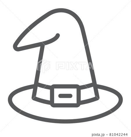 Witch hat line icon, cap and magic, wizard hat sign, vector graphics, a linear pattern on a white background. 81042244