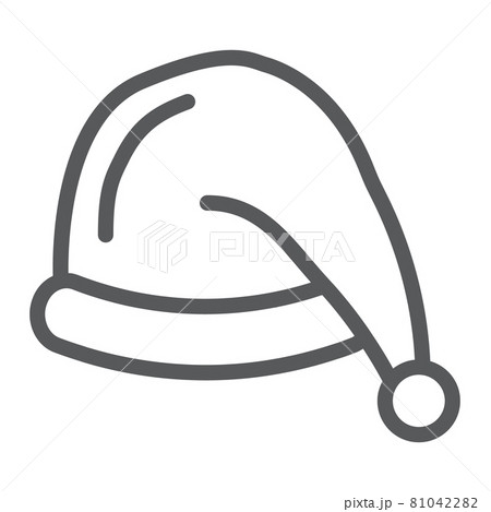 Santas hat line icon, costume and new year, santa claus cap sign, vector graphics, a linear pattern on a white background. Santas hat line icon, costume and new year, santa claus cap sign, vector graphics, a linear pattern on a white background. 81042282