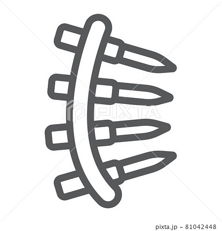Bullet belt line icon, army and military, machine gun belt sign, vector graphics, a linear pattern on a white background. Bullet belt line icon, army and military, machine gun belt sign, vector graphics, a linear pattern on a white background. 81042448