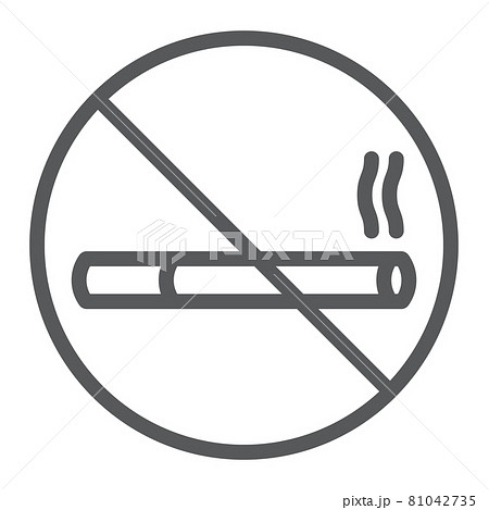 No smoking line icon, forbidden and prohibited, no cigarette sign, vector graphics, a linear pattern on a white background, eps 10. 81042735