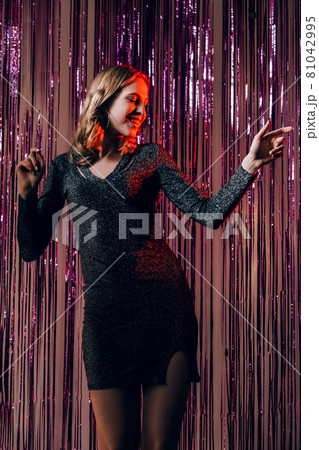 happy new year night club dance joyful woman 81042995