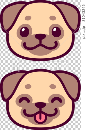 Cute cartoon pug face Cute cartoon pug face 81043246