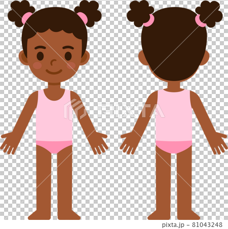 Cartoon Black girl front and back Cartoon Black girl front and back 81043248