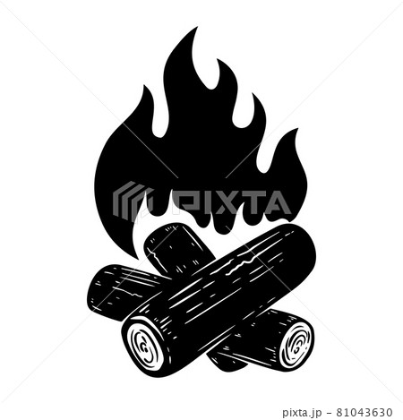 Illustration of camp fire on white background. Design element for menu, poster, emblem, sign, banner, flyer. Vector illustration Illustration of camp fire on white background. Design element for menu, poster, emblem, sign, banner, flyer. Vector illustration 81043630