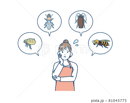 害虫に悩む主婦 困る 女性 イラスト素材 害虫に悩む主婦 困る 女性 イラスト素材 81043775
