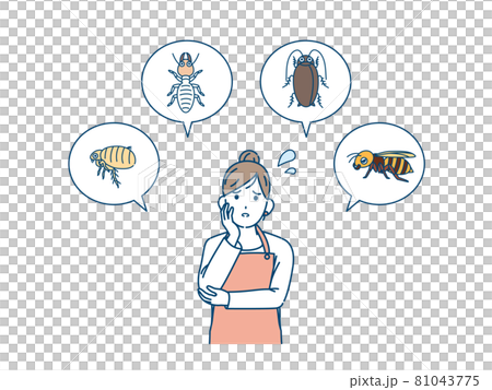 害虫に悩む主婦 困る 女性 イラスト素材 害虫に悩む主婦 困る 女性 イラスト素材 81043775