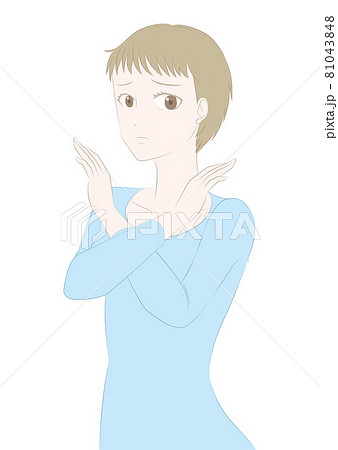 女性　美容イラスト素材　ポニーテール 81043848