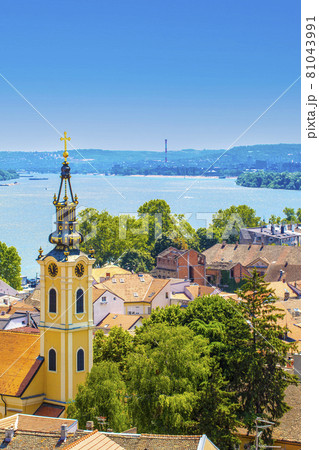 Panoramic view of Zemun, with church tower in Belgrade,Serbia 81043991