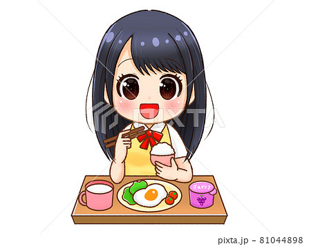 朝食を食べる女の子のイラスト素材3のイラスト素材