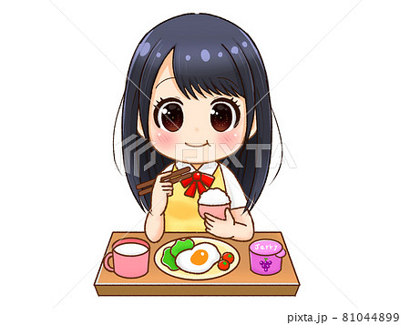 朝食を食べる女の子のイラスト素材4のイラスト素材