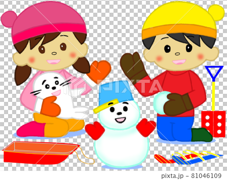 子供の雪遊び_冬遊び_北国の遊び 81046109
