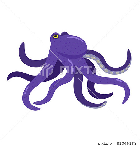 Cute simple minimalistic vector cartoon purple octopus isolated on white background 81046188