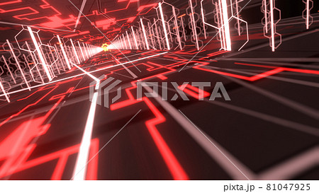 VJ サイバー空間 トンネル 疾走 赤 [別Verあり] 81047925